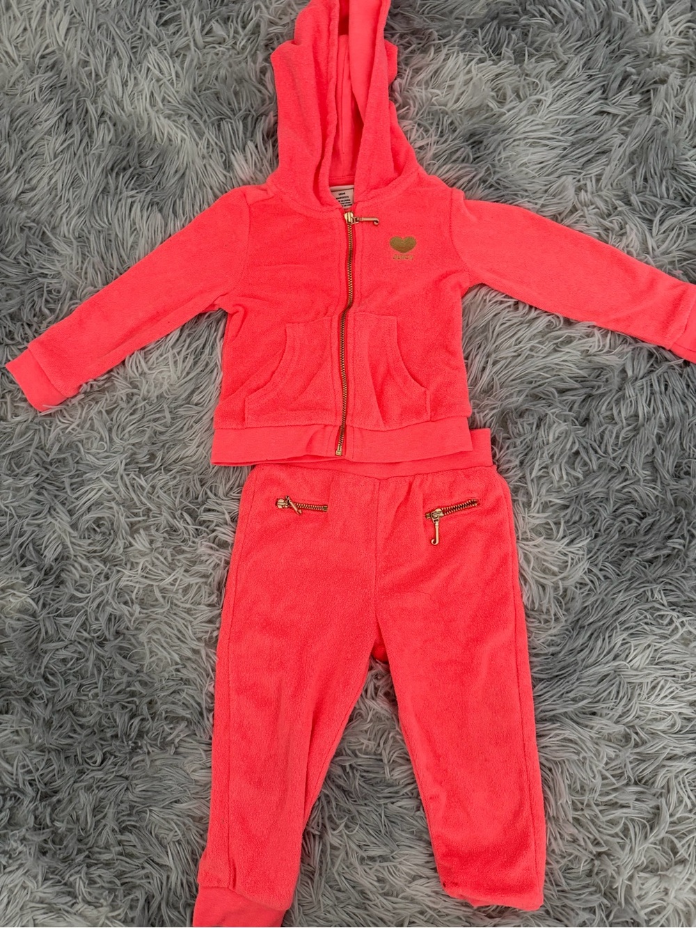 Juicy Couture Coral Hooded Zip Sweatshirt & Jogger Set